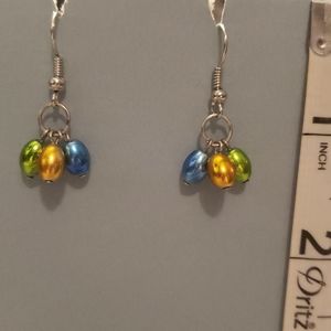 Blue/🍀/ 🌼 Cluster Dangle Handcrafted Earrings